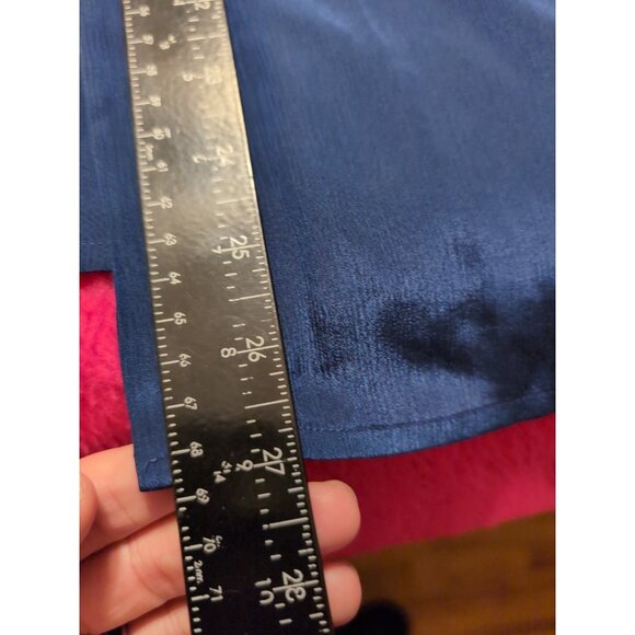 Vintage 1980s Country Suburban Navy Bow Blouse Size 12 Satin - Picture 6 of 6